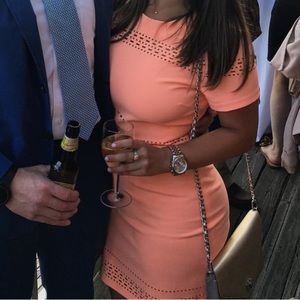 Elizabeth and James Ari Laser Cut Dress in Coral